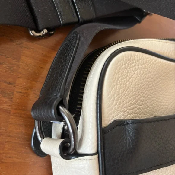 Coach Charles Leather Camera Messenger Bag - F26077 - White/Black - Picture 12 of 13